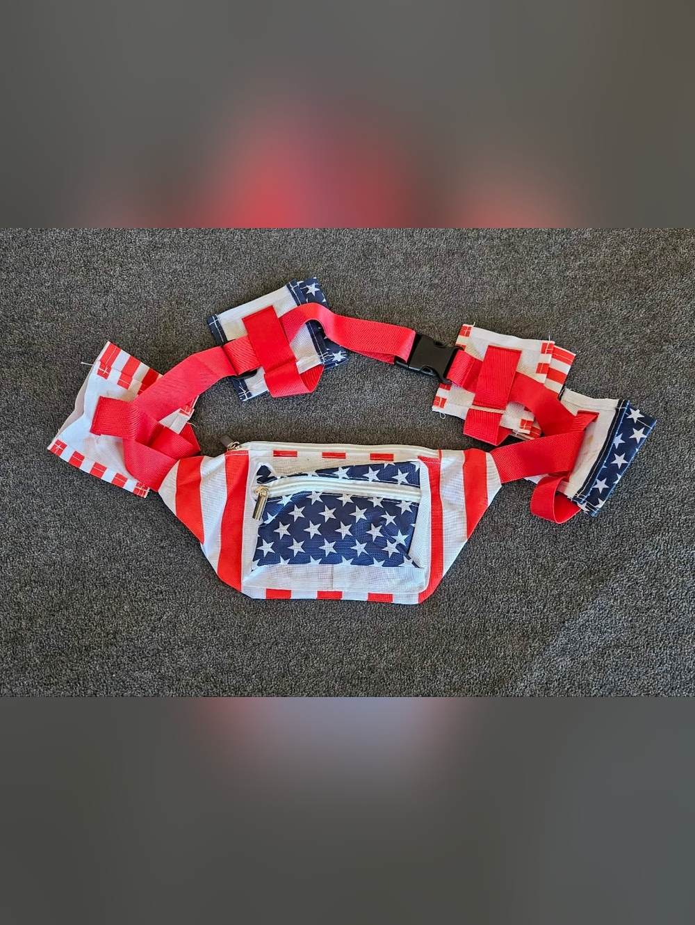 American Flag Star & Stripe Fanny Pack - Red, White, Blue. Beverage Belt